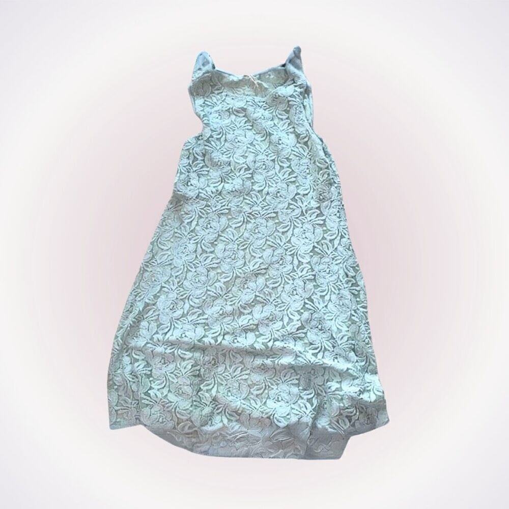 Free People Sheer Mint Green Floral Lace Mini Dress | Sz M